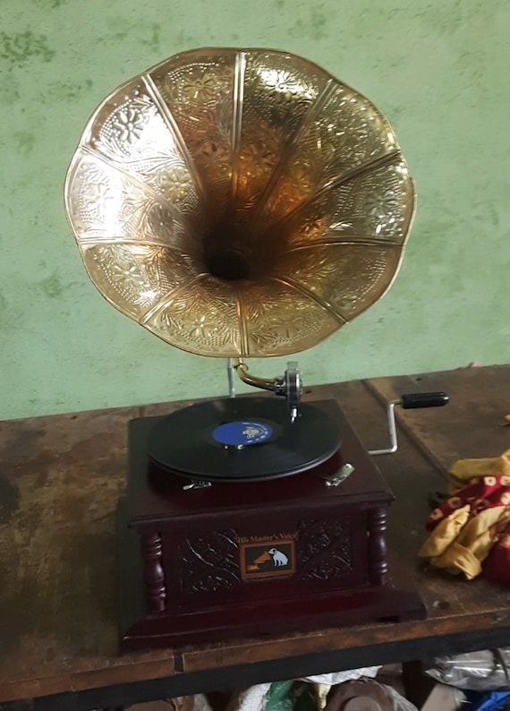 Wooden HMV Record Music Player Working Gramophone Antique