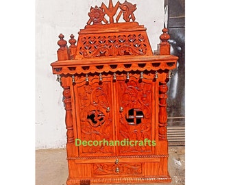 Wooden Temple For Home 48'' H X 24 L X 15 D Wooden Temple For Home Teak Wood Temple Carving Home Altars Hindu Mandir Home Decor Altar Mandir