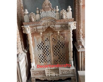 Wooden Temple 48" large solid teakwood hand carved traditional Wooden Temple Office Temple/Home Temple/Pooja Mandir Shrines Temple Shrines