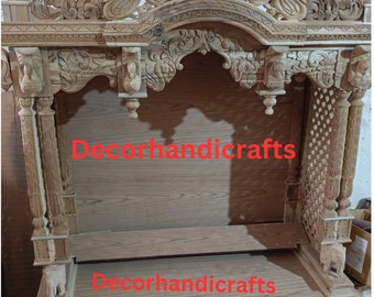 Wooden Temple  72'' H X 45 L X 18 D solid Teak Wood hand carved traditional Temple Carving Home Altars Hindu Mandir Home Decor Altar Mandir