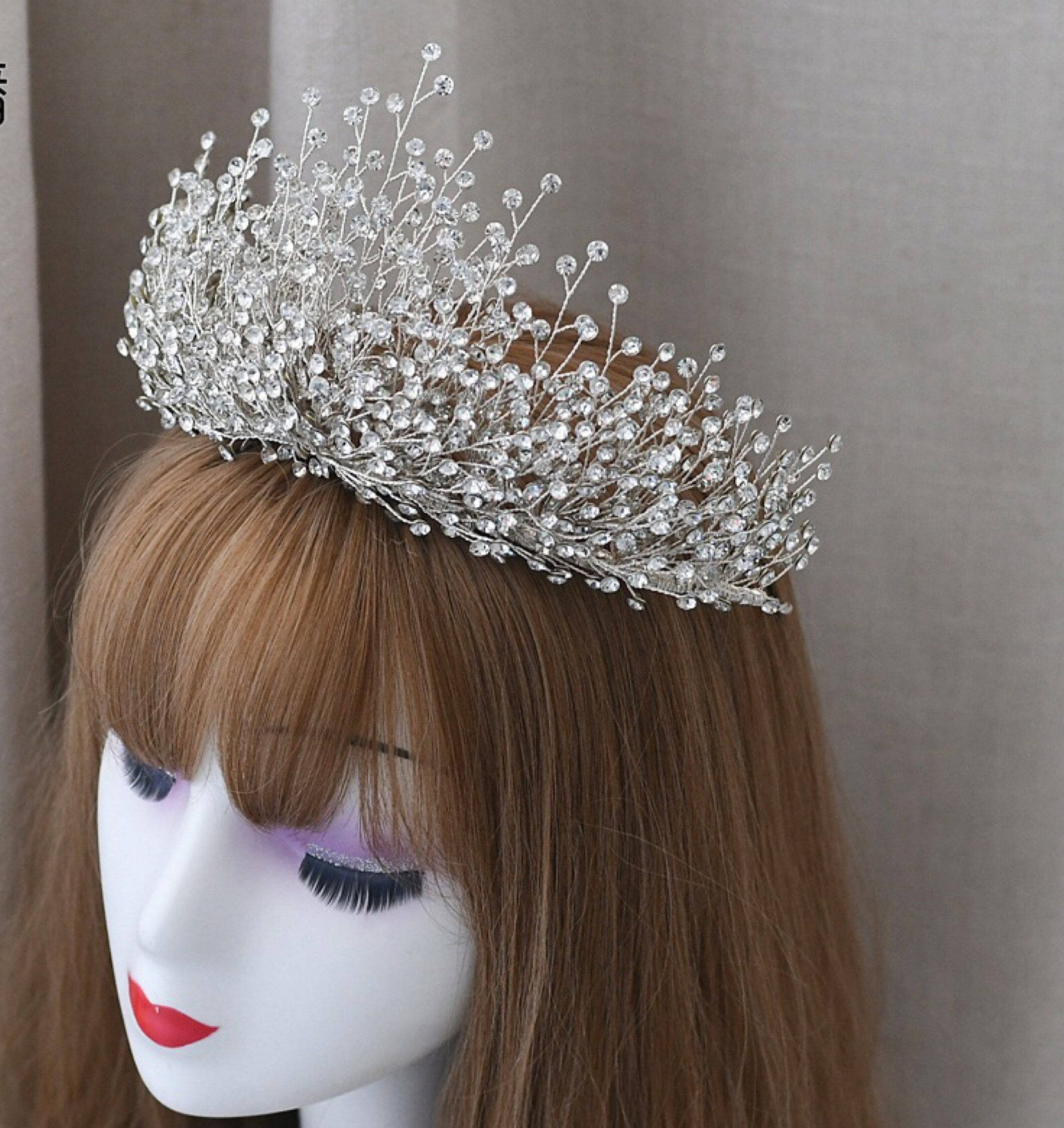 Bridal crown Silver Swarovski Shine Crystal Tiara Wedding | Etsy