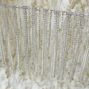 6.2 W Rhinestone Trim Rhinestone Chain Overlength Fringe,clear Glass ...