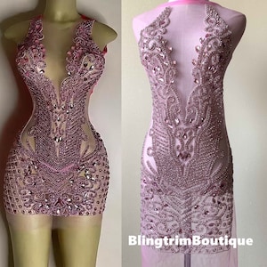 Parker Sparkle Pink/Gold/Purple Rhinestone Applique Rhinestone Trim for Prom Dress Other Occasions Appliques Trims haute couture supplier