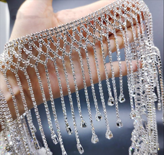 Rhinestone Fringe Trim Crystal Irregular Tassel Chain Applique Ribbon For  Crafts Dress Jeans Clothing Diy Decoration New