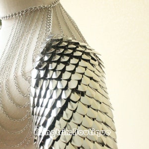 ScaleMail Chain mail Mantle Dragon Scale Scalemails Cosplay Shoulder Piece Shoulder Pauldrons Scalemaille Armour spaulder pauldron epaulette image 6