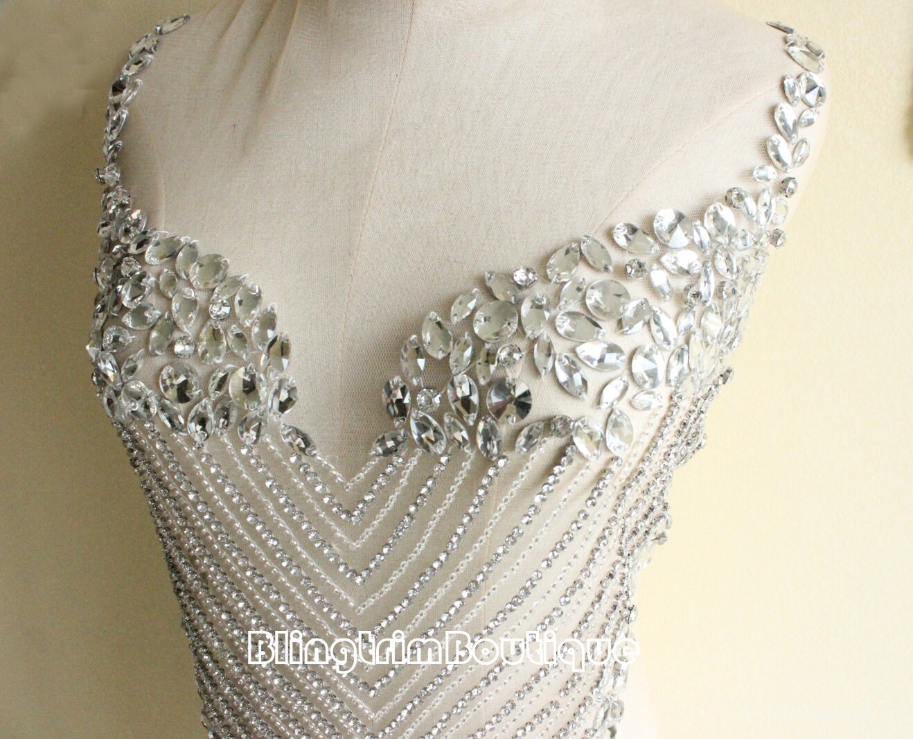 Luxury Sparkle Rhinestone Bodice Applique Full Body Bodice Etsy