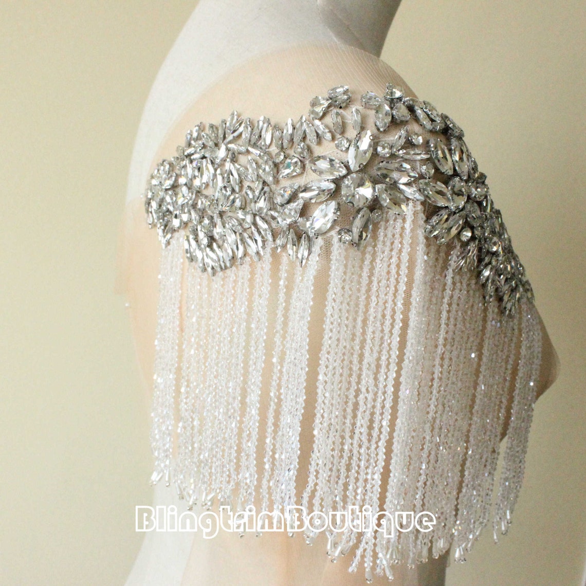 Sparkling Rhinestone Applique Beaded Fringe Tassel dangling Etsy