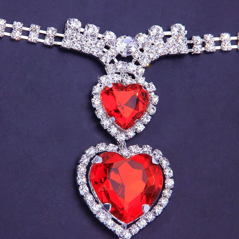 Sexy Shiny Red Rhinestone Body Chains Jewelry Waist Heart | Etsy