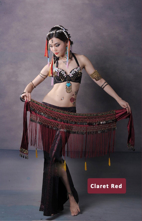 New Belly Dance Vintage Costume Hip Scarf Coin Belt Tribal Costume