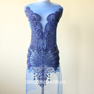Designer Bodice Mesh Fabric Rhinestone Applique for Evening Gowns ...