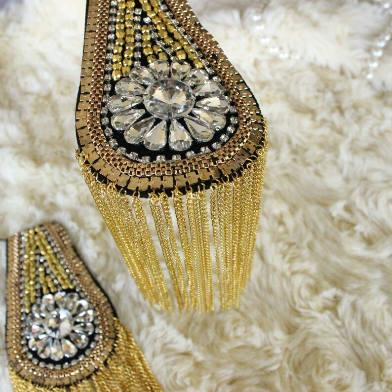 Silver Rhinestone Spiked Tassel festival tassel Epaulets Shoulder Pads DIY Silver Rhinestone Spiked Tassel festival tassel Epaulets Shoulder Pads DIY