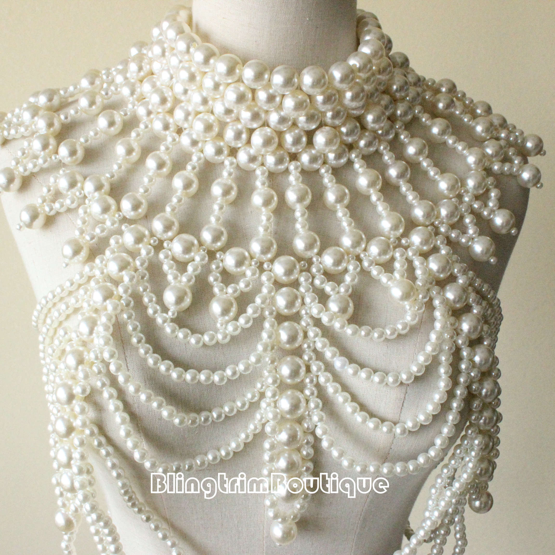 Luxury Pearl Bridal Shoulder Necklace Victorian Wedding | Etsy