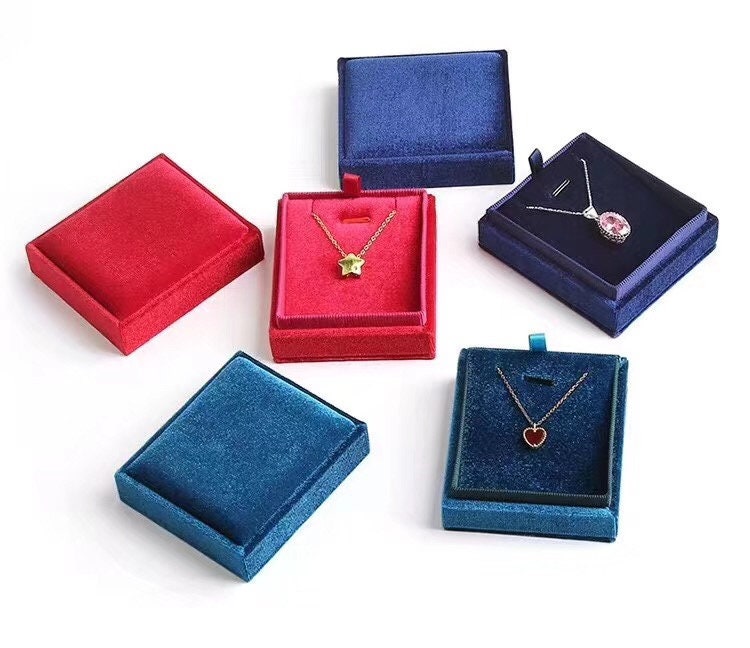7 Color Velvet Necklace Box Velvet Gift Box for Necklace Etsy