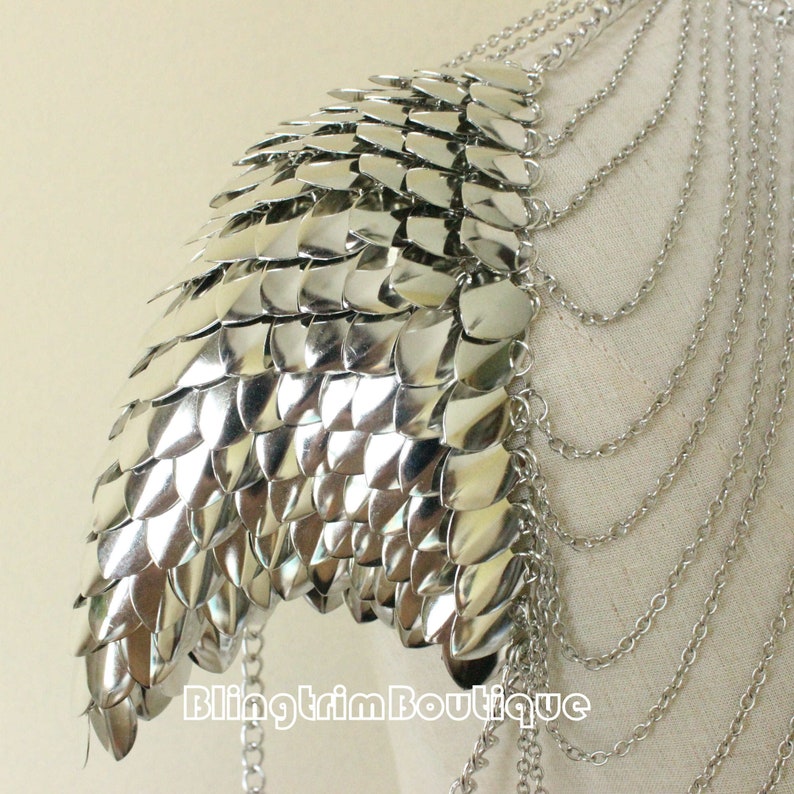 ScaleMail Chain mail Mantle Dragon Scale Scalemails Cosplay Shoulder Piece Shoulder Pauldrons Scalemaille Armour spaulder pauldron epaulette image 5