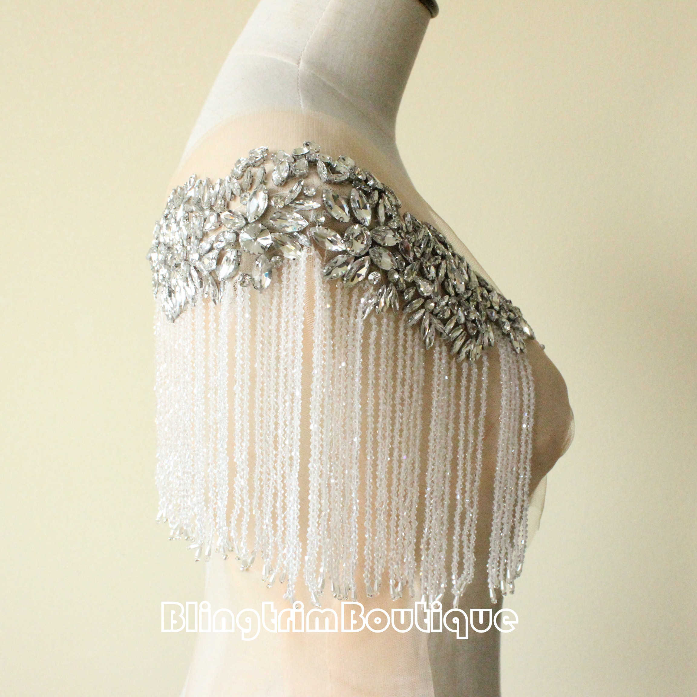 Sparkling Rhinestone Applique Beaded Fringe Tassel dangling Etsy