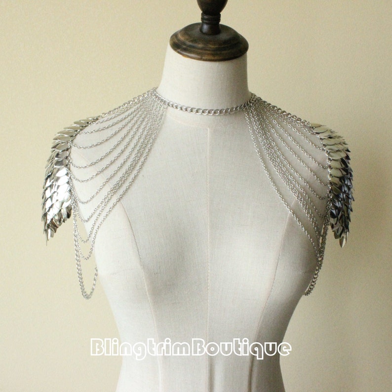 ScaleMail Chain mail Mantle Dragon Scale Scalemails Cosplay Shoulder Piece Shoulder Pauldrons Scalemaille Armour spaulder pauldron epaulette image 3