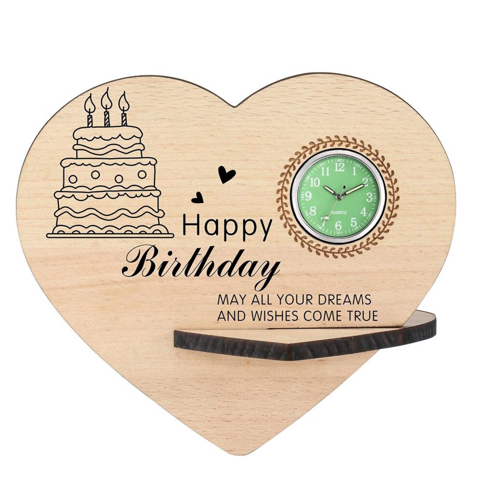 Birthday Gift Clock Handmade Wooden Clock Heart Shape happy Etsy
