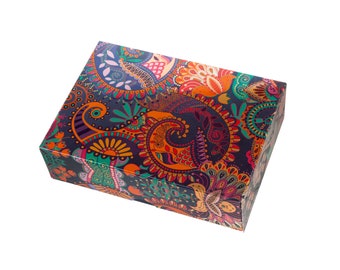 Designer Multi Paisley Foil UV - 500g Indian Sweet Boxes, Mithai Boxes, Wedding Favours, Empty Sweet Boxes
