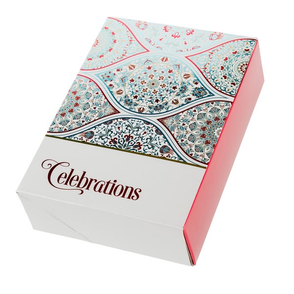 Designer Modern Mint Celebration - 500g Indian Sweet Boxes, Mithai Boxes, Wedding Favours, Empty Sweet Boxes