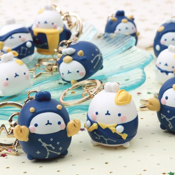 Molang Zodiac Keychain - Astrology - Constellation - Horoscope - Leo Aquarius Pisces Aries Cancer Leo Virgo Libra Scorpio Gemini Capricorn