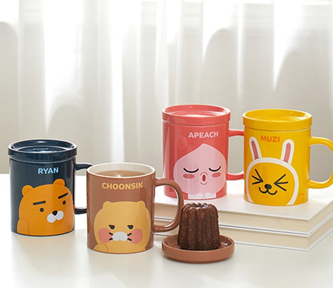 Kakao Friends Glass Mug and Two Paper Coasters Set Apeach