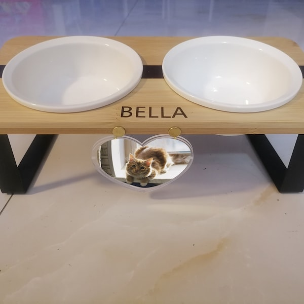 Ceramic Tilted Cat Food Bowl Etsy