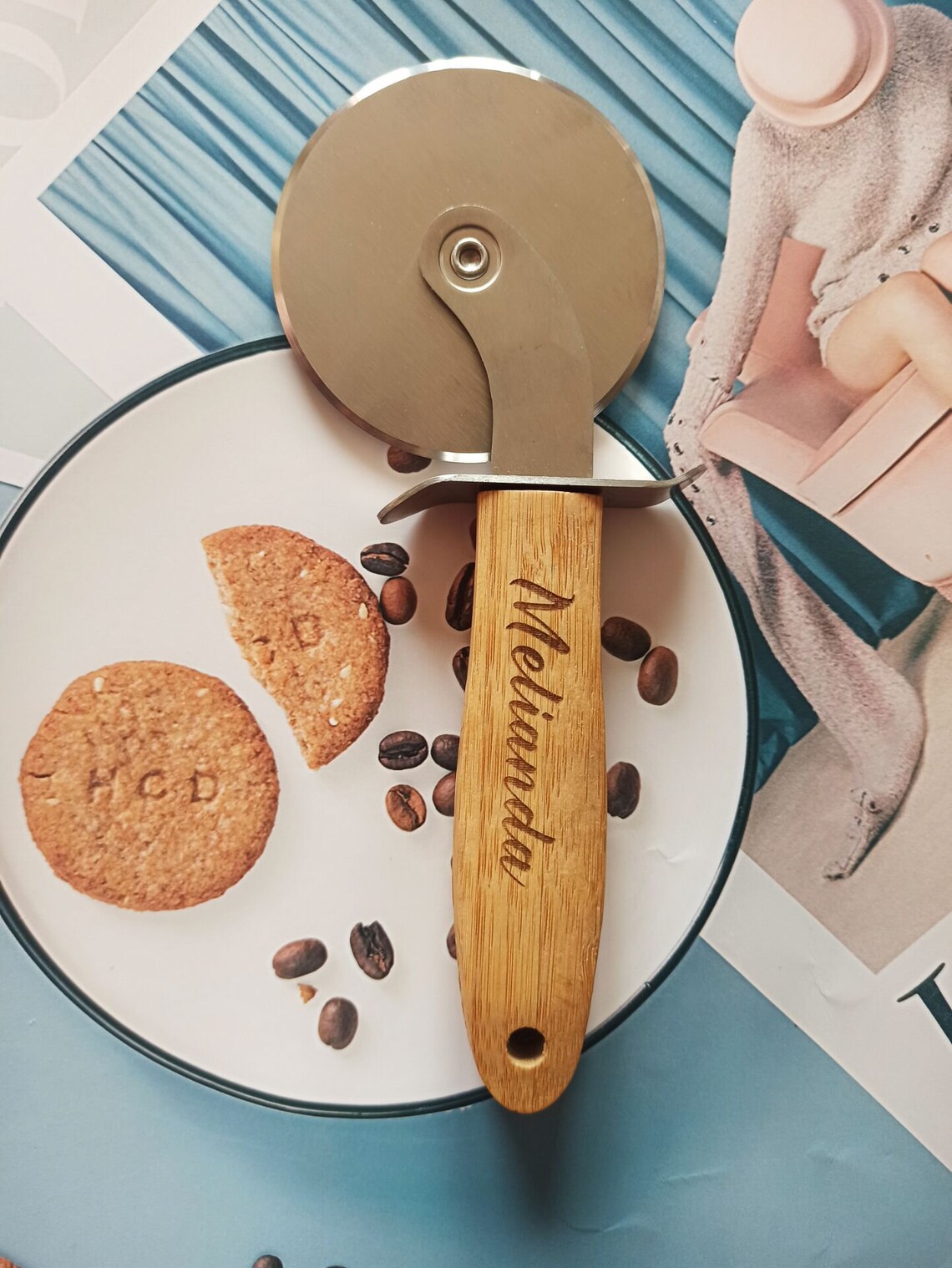 Personalized pizza cutter can customize the name and cat Etsy