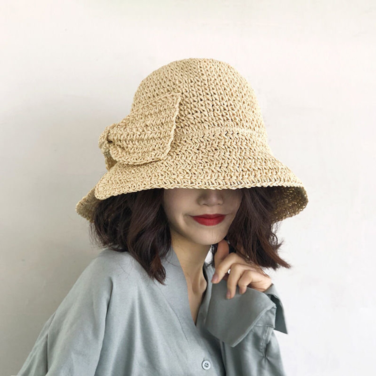 Rattan grass sun hats for womenbucket hathatshats for Etsy