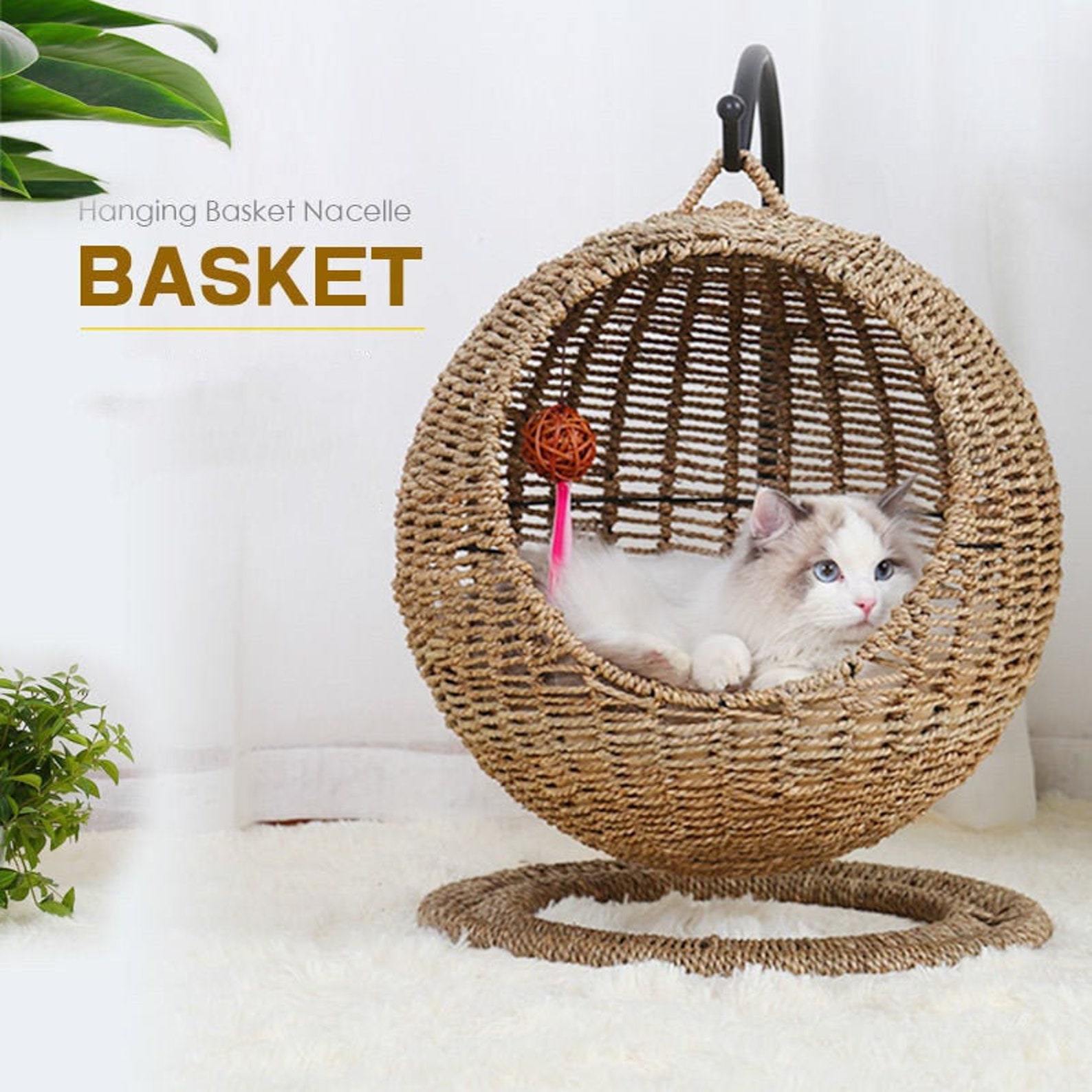 TSLVTA Sisal Cat Chair Cat Beach Chair Cat Furniture Cat Scratcher Sturdy Cat Hammock Cat Lounger For Kitten Kitty Dog Indoor Cats L(XL