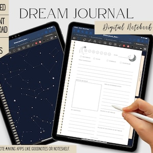 Digital Dream Journal | Mindfulness Journal | Ipad Digital Notebook | Goodnotes Planner | Dreams Tracker | Wellness Journal