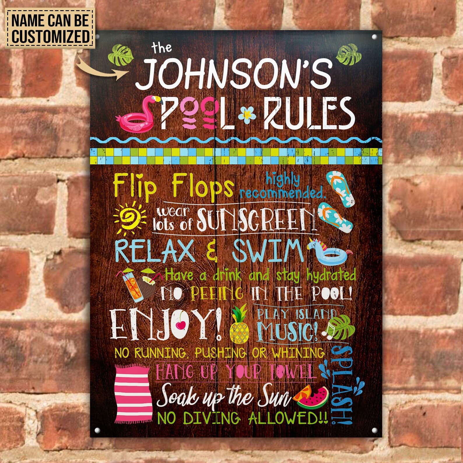 Personalized Swimming Pool Rules Metal Sign Pool Rules Signs | Etsy