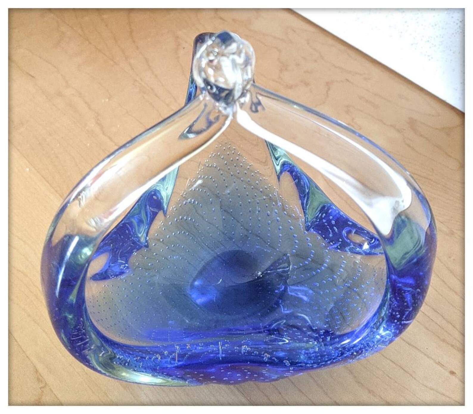 Magnificent Murano blue blown glass candy dish. 2 tones colors Etsy
