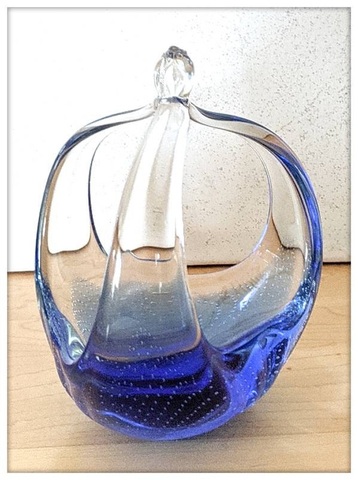 Magnificent Murano blue blown glass candy dish. 2 tones colors Etsy