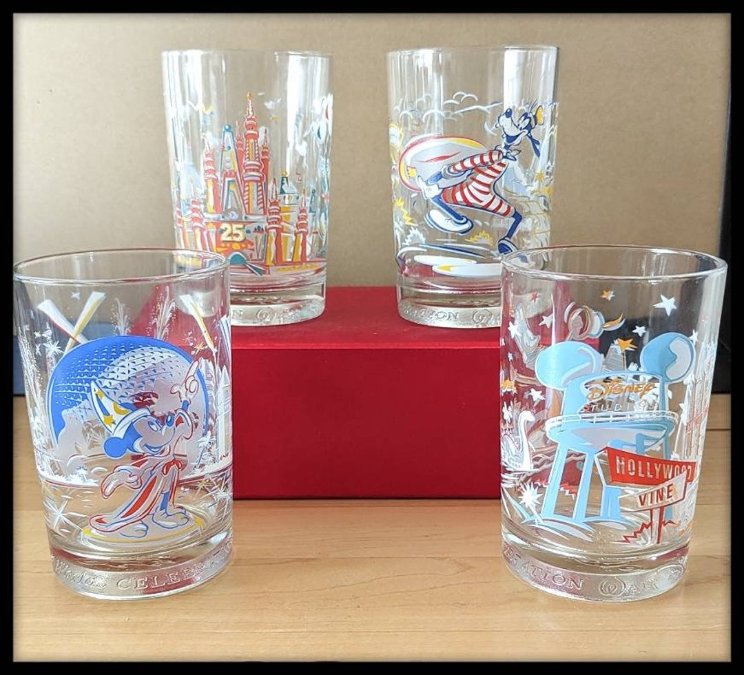Collection of 4 Disney Drinking Glasses 16 Oz Donald Mickey Etsy