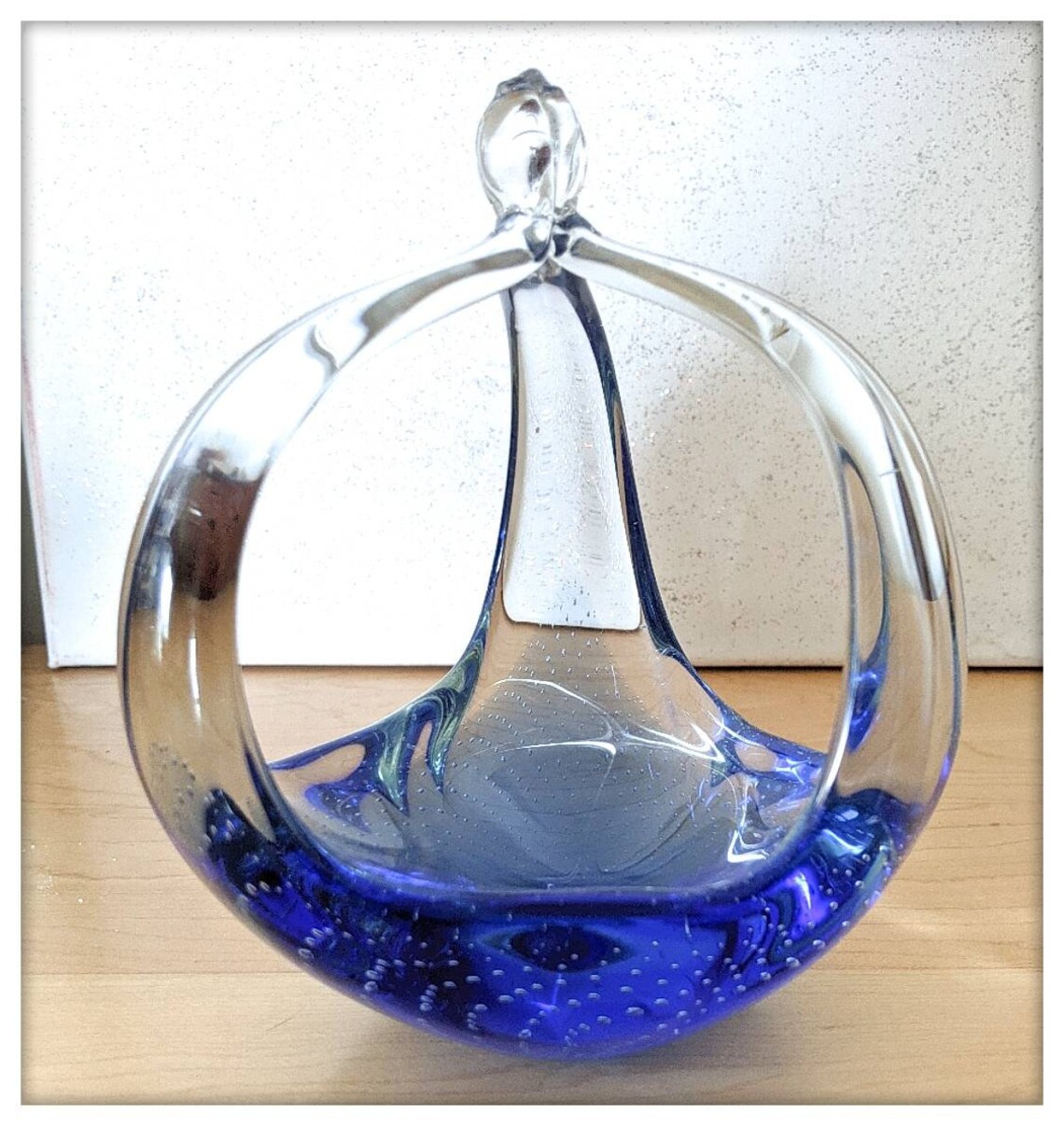 Magnificent Murano blue blown glass candy dish. 2 tones colors Etsy