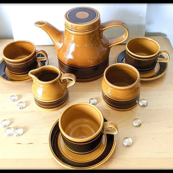 New Price! Vintage 10 pieces 1970s Royal Alma Staffordshire Ironstone tea set in perfect condition FREE SHIPPING in Canada & USA