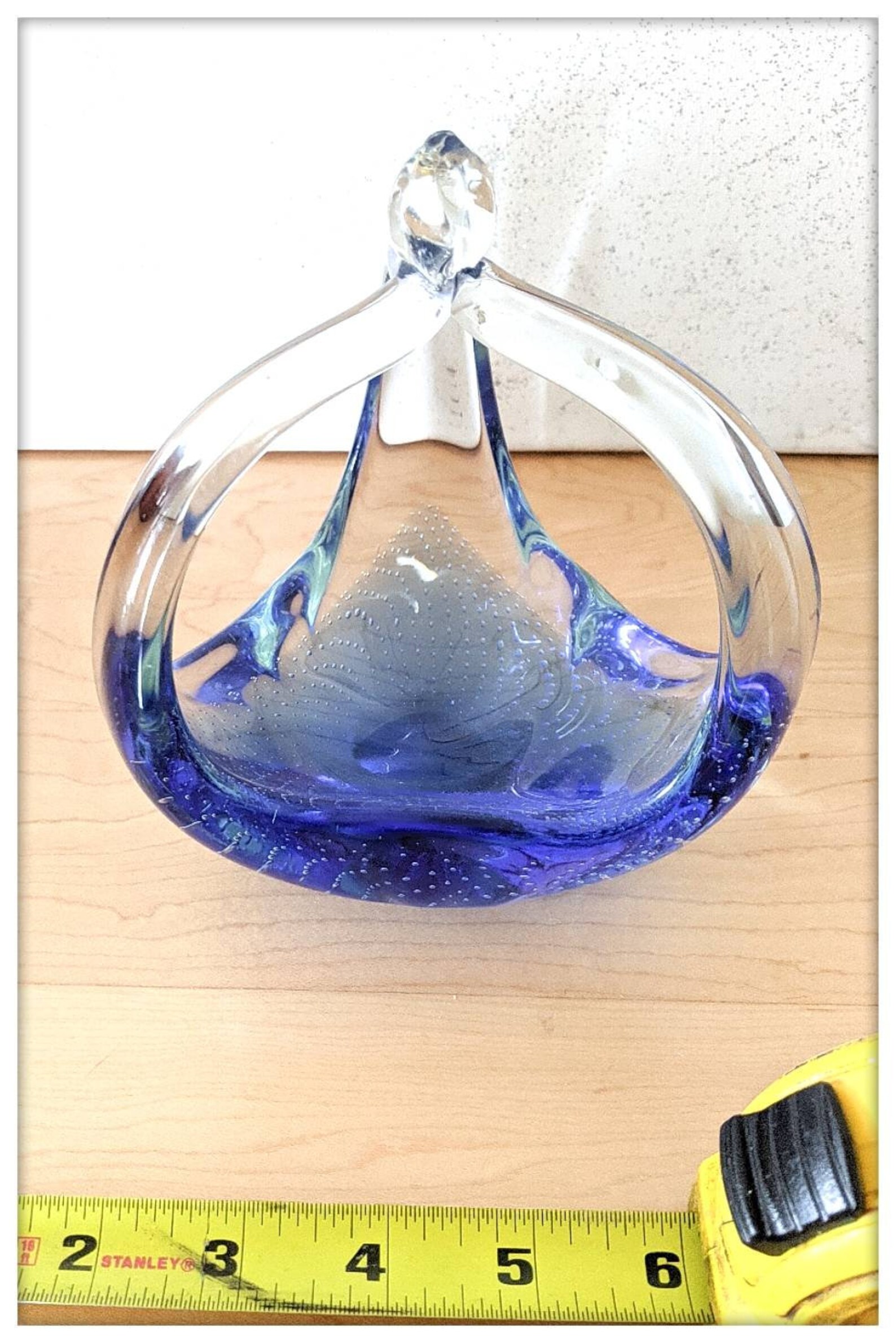 Magnificent Murano blue blown glass candy dish. 2 tones colors Etsy