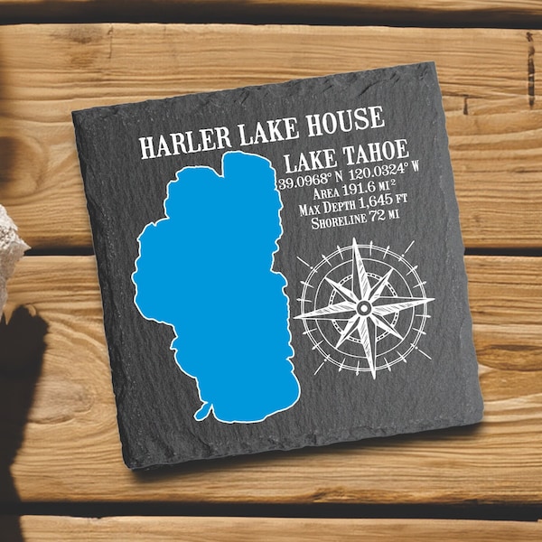 Lake Tahoe Coasters, Lake Tahoe Decor, Lake Life, Lake Decor, Lake Cabin Decor, Lake House Decor, Custom Slate Coasters, Housewarming