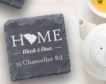 South Carolina Personalized Coaster, Housewarming Coasters, Gift for New Home, South Carolina Home Decor, South Carolina Gift, Printed Gift