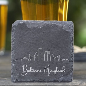 Baltimore Skyline Coasters, Housewarming Coasters, Baltimore Skyline, Baltimore Gift, Baltimore MD, Moving Away Gift, Baltimore Cityscape