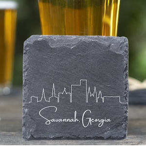 Savannah Skyline Coasters, Housewarming Coasters, Savannah Skyline, Savannah Gift, Savannah GA, Moving Away Gift, Savannah Cityscape