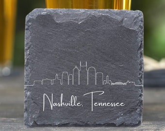 Nashville Skyline Coasters, Housewarming Coaster, Nashville TN Skyline, Tennessee Gift, Moving Away Gift, New Apartment, Home Bar Gift