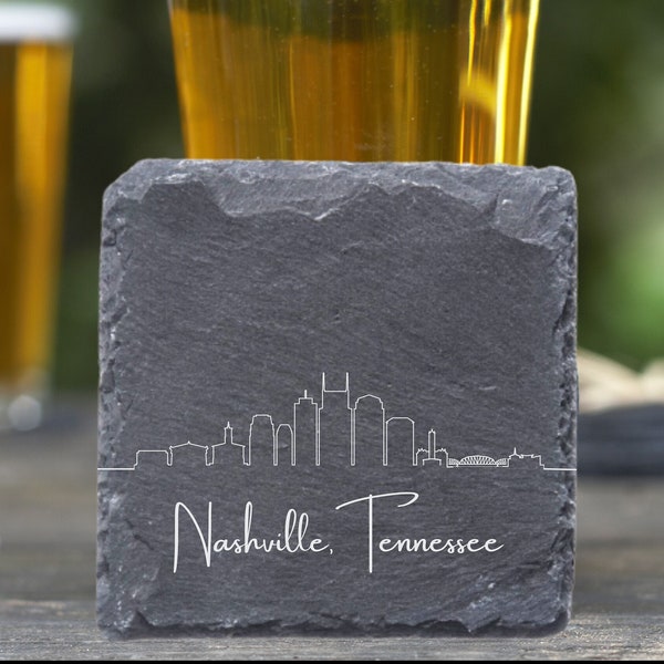 Nashville Skyline Coasters, Housewarming Coaster, Nashville TN Skyline, Tennessee Gift, Moving Away Gift, New Apartment, Home Bar Gift