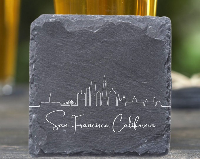San Francisco Skyline Coasters, Housewarming Coasters, San Francisco Skyline, San Francisco CA Gift, Moving Away, San Francisco Cityscape