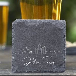 Dallas Skyline Coasters, Housewarming Coasters, Dallas Skyline, Dallas Gift, Dallas TX, Moving Away Gift, Dallas Cityscape, New Apartment