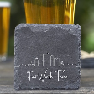 Fort Worth Skyline Coasters, Housewarming Coaster, Fort Worth Skyline, Texas Gift, Fort Worth Texas, Moving Away Gift, New Apartment