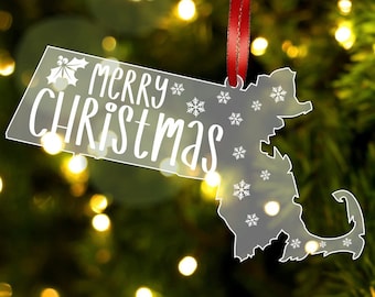 Massachusetts Christmas Ornament, Massachusetts State Gift, Massachusetts Gifts, Massachusetts Decor, Home Ornament, Massachusetts Christmas