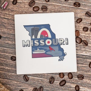 Missouri State Coasters, Housewarming Gift, Ceramic Coaster, Missouri Decor, Missouri Keepsake, Missouri Home Gift, Home Coasters