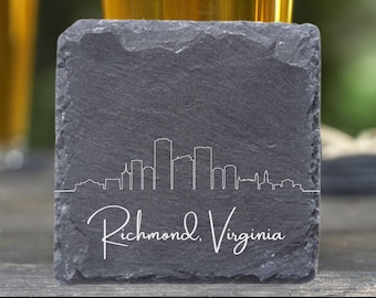 Richmond Skyline Coasters, Housewarming Coasters, Richmond Skyline, Richmond VA Gift, Moving Away Gift, Richmond Cityscape, New Apartment