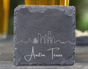 Austin Skyline Coasters, Housewarming Coasters, Austin Skyline, Austin Gift, Austin TX, Moving Away Gift, Austin Cityscape, New Apartment